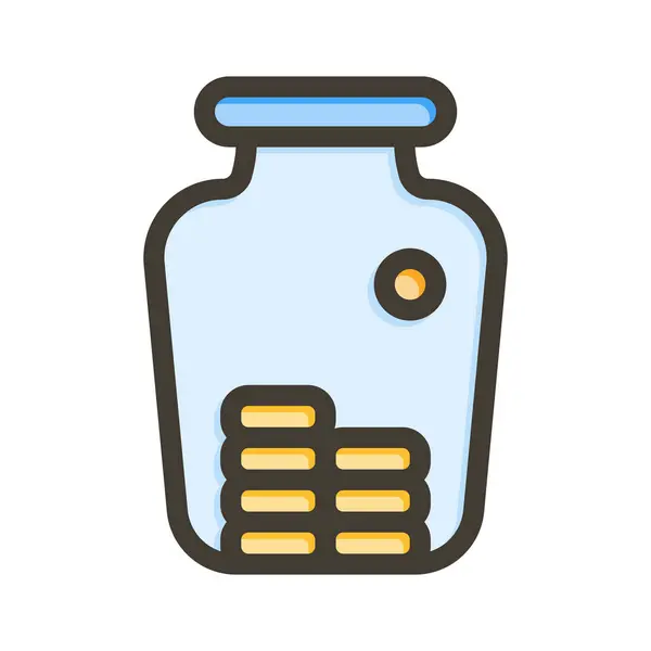 Money Jar Vector Thick Line Colors Icon Für Den Persönlichen — Stockvektor