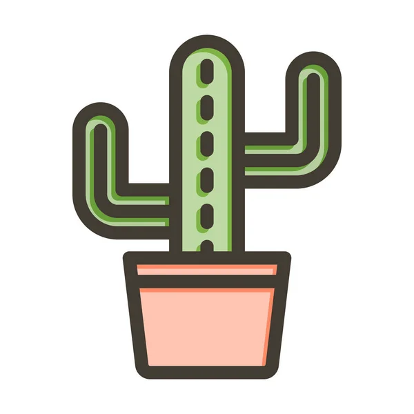 Kaktusový Vektor Tlustá Čára Plné Barvy Ikona Pro Osobní Komerční — Stockový vektor