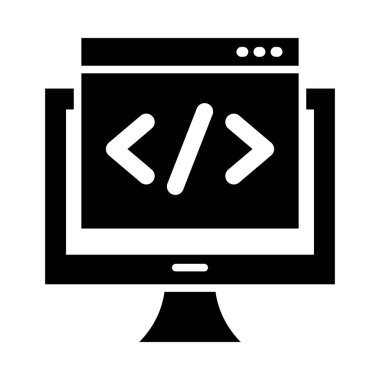 Kişisel ve Ticari Kullanım İçin Web Geliştirme Vektörü Glyph Simgesi