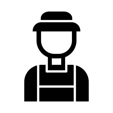 Çiftçi Vektörü Glyph Simgesi Kişisel ve Ticari Kullanım