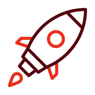 Roket Vektör Kalın Çizgisi Kişisel ve Ticari Kullanım İçin İki Renk Simgesi