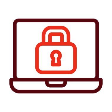 Çevrimiçi Güvenlik Vektörü Kalın Çizgi Kişisel ve Ticari Kullanım İçin İki Renk Simgesi