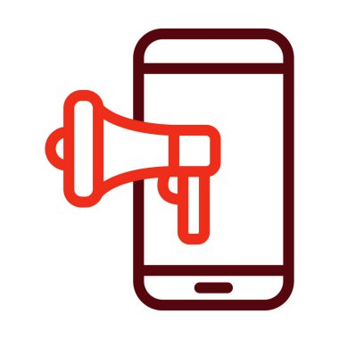 Kişisel ve Ticari Kullanım İçin Mobil Pazarlama Kalın Çizgisi İki Renk Simgesi