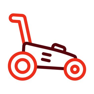 Çim Kesme Kalın Çizgisi Kişisel ve Ticari Kullanım İçin İki Renk Simgesi