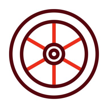 Kişisel ve ticari kullanım için Tekerlek Vektörü Kalın Çizgisi İki Renk Simgesi