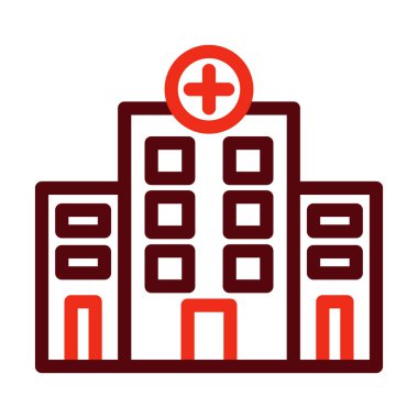 Hastane Vektör Kalın Çizgisi Kişisel ve Ticari Kullanım İçin İki Renk Simgesi