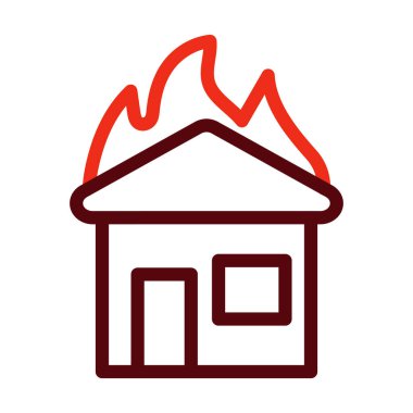 Kişisel ve Ticari Kullanım İçin Ev Vektör Kalın Çizgisi İki Renk Simgesi Yakma