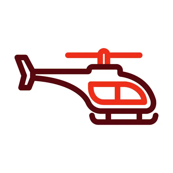 Linha Grossa Vetor Helicóptero Dois Ícones Cor Para Uso Pessoal — Vetor de Stock