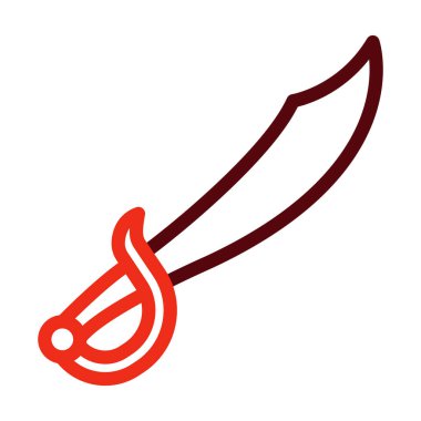 Cutlass Vektör Kalın Çizgisi Kişisel ve Ticari Kullanım İçin İki Renk Simgesi