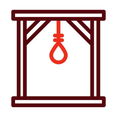 Kişisel ve Ticari Kullanım İçin Darağacı Vektör Kalın Çizgisi İki Renk Simgesi