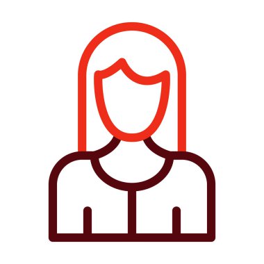 Kadın Vektör Kalın Çizgisi Kişisel ve Ticari Kullanım İçin İki Renk Simgesi