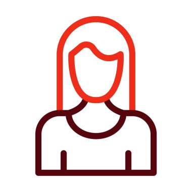 Kadın Saç Vektörü Kalın Çizgi Kişisel ve Ticari Kullanım İçin İki Renk Simgesi