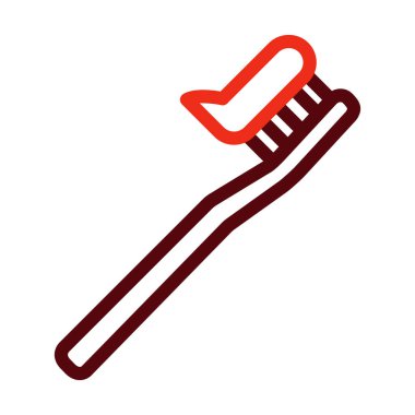 Kişisel ve Ticari Kullanım İçin Diş fırçası Kalın Çizgisi İki Renk Simgesi