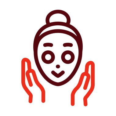 Yüz Tedavi Vektörü Kalın Çizgi Kişisel ve Ticari Kullanım İçin İki Renk Simgesi