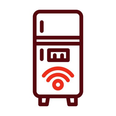 Kişisel ve ticari kullanım için Akıllı Buzdolabı Vektör Kalın Çizgisi İki Renk Simgesi