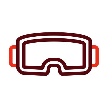 Vr Gözlük Vektör Kalın Çizgisi Kişisel ve Ticari Kullanım İçin İki Renk Simgesi