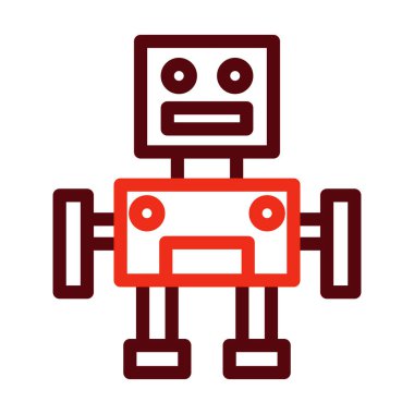 Kişisel ve ticari kullanım için Robot Vektör Kalın Çizgisi İki Renk Simgesi