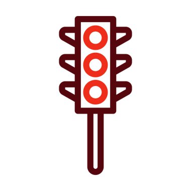 Trafik Işıkları Kişisel ve Ticari Kullanım İçin Kalın Çizgi İki Renk Simgeleri