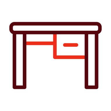 Kişisel ve Ticari Kullanım İçin Masa Vektörü Kalın Çizgisi İki Renk Simgesi