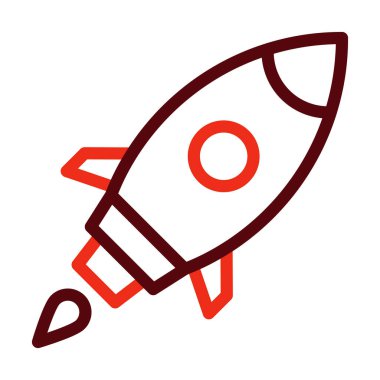 Roket Vektör Kalın Çizgisi Kişisel ve Ticari Kullanım İçin İki Renk Simgesi