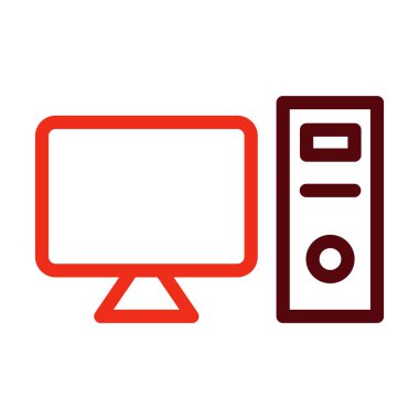 Kişisel ve ticari kullanım için Bilgisayar Vektörü Kalın Çizgisi İki Renk Simgesi