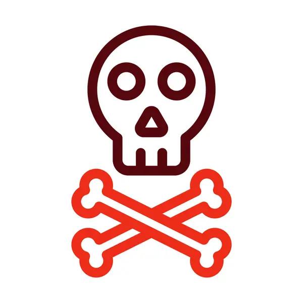 Skull Vector Thick Line Two Color Icons Personal Commercial Use — Stock Vector