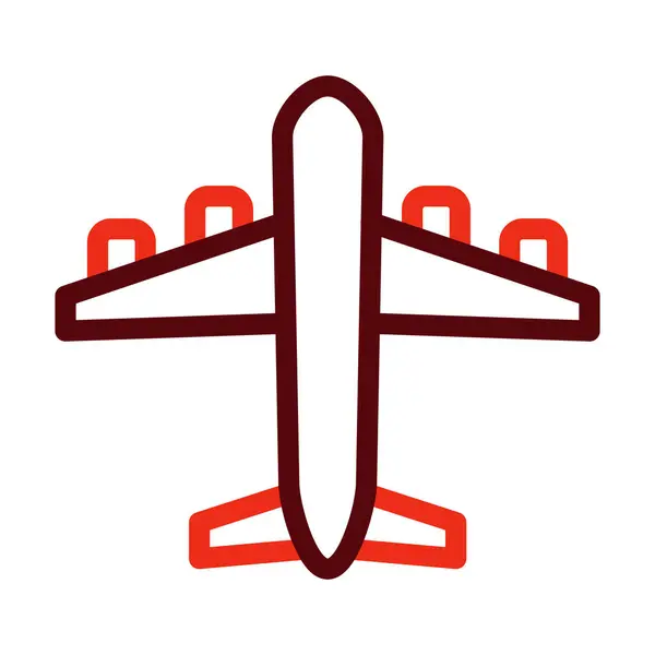 Repülőgép Vektor Vastagság Vonal Két Szín Ikonok Személyes Kereskedelmi Használatra — Stock Vector