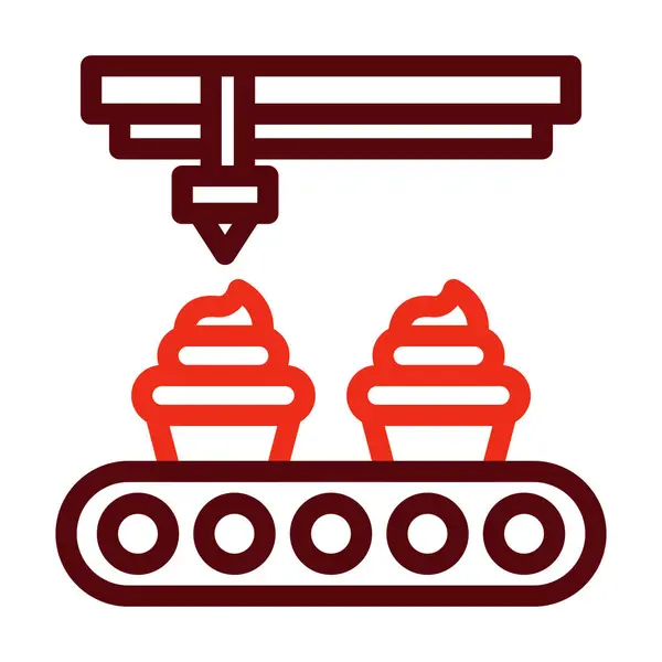 Cake Vector Thick Line Zweifarbige Symbole Für Den Persönlichen Und — Stockvektor