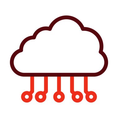 Bulut Hesaplama Kalın Çizgisi Kişisel ve Ticari Kullanım İçin İki Renk Simgesi