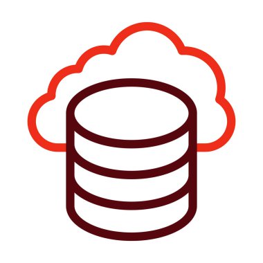 Bulut Depolama Vektörü Kalın Çizgi Kişisel ve Ticari Kullanım İçin İki Renk Simgesi