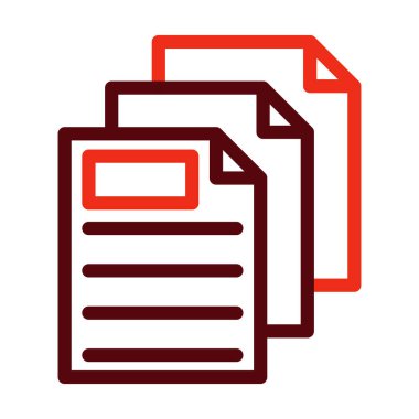 Kişisel ve Ticari Kullanım İçin Belge Vektörü Kalın Satırı İki Renk Simgesi