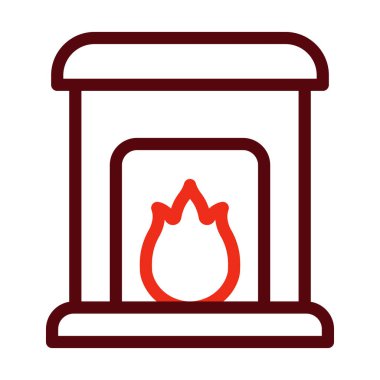 Kişisel ve ticari kullanım için Şömine Vektör Kalın Çizgisi İki Renk Simgesi