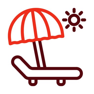 Kişisel ve ticari kullanım için Güneş Yatağı Kalın Çizgisi İki Renk Simgesi