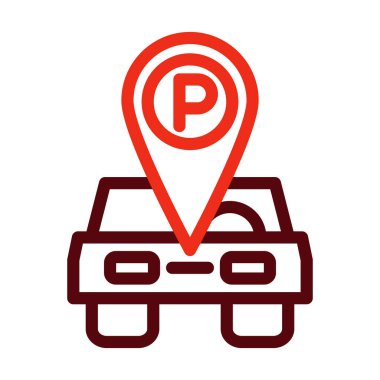 Kişisel ve Ticari Kullanım İçin Otopark Vektörü Kalın Çizgisi İki Renk Simgesi