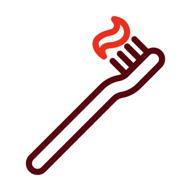 Kişisel ve Ticari Kullanım İçin Diş fırçası Kalın Çizgisi İki Renk Simgesi