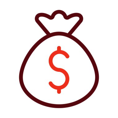 Para Torbası Vektör Kalın Çizgisi Kişisel ve Ticari Kullanım İçin İki Renk Simgesi