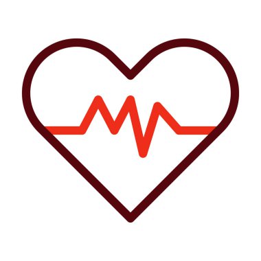 Kişisel ve ticari kullanım için Kalp Atış Çizgisi Kalın Çizgi İki Renk Simgesi