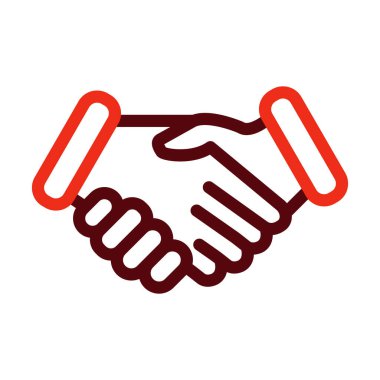 Ortaklık Tokalaşma Vektörü Kalın Çizgi Kişisel ve Ticari Kullanım İçin İki Renk Simgesi