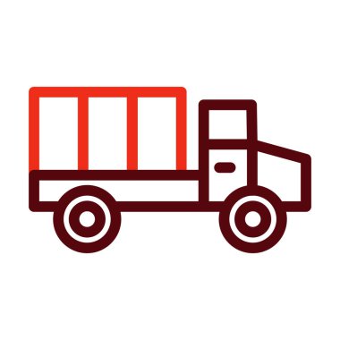 Askeri Kamyon Vektör Kalın Çizgisi Kişisel ve Ticari Kullanım İçin İki Renk Simgesi