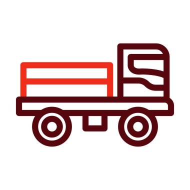 Kamyon Vektör Kalın Çizgisi Kişisel ve Ticari Kullanım İçin İki Renk Simgesi