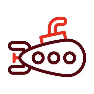 Denizaltı Vektör Kalın Çizgisi Kişisel ve Ticari Kullanım İçin İki Renk Simgesi