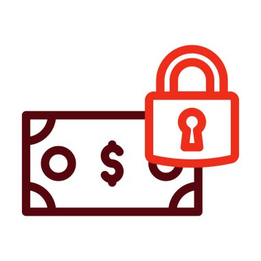 Kişisel ve Ticari Kullanım İçin Güvenli Ödeme Vektör Kalın Çizgisi İki Renk Simgesi