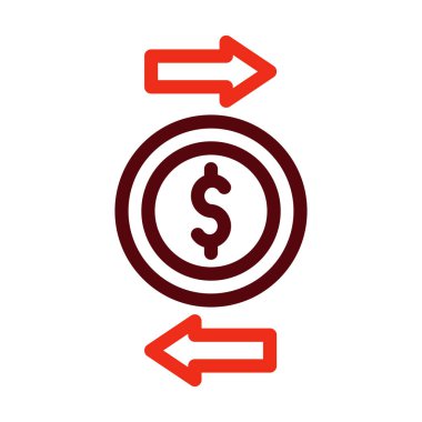 Kişisel ve ticari kullanım için Para Aktarım Vektörü Kalın Çizgisi İki Renk Simgesi