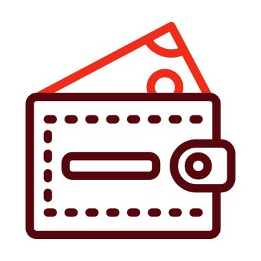 Cüzdan Vektör Kalın Çizgisi Kişisel ve Ticari Kullanım İçin İki Renk Simgesi