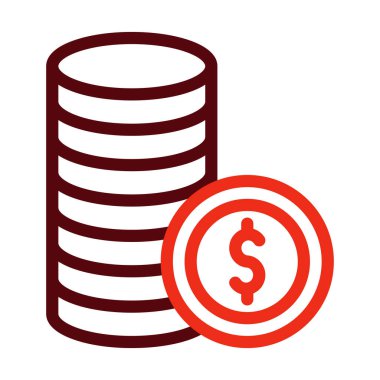 Para Yığını Kalın Çizgi İki Renk Simgesi Kişisel ve Ticari Kullanım İçin