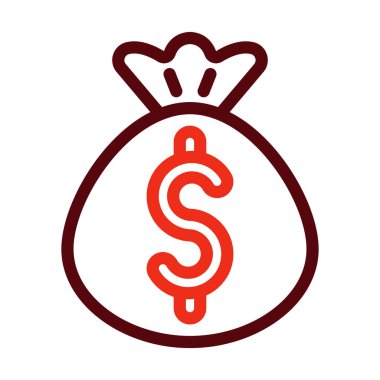 Dolar Çuvalı Vektör Kalın Çizgisi Kişisel ve Ticari Kullanım İçin İki Renk Simgesi