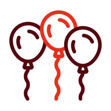 Kişisel ve Ticari Kullanım İçin Balonlar Vektör Kalın Çizgisi İki Renk Simgesi