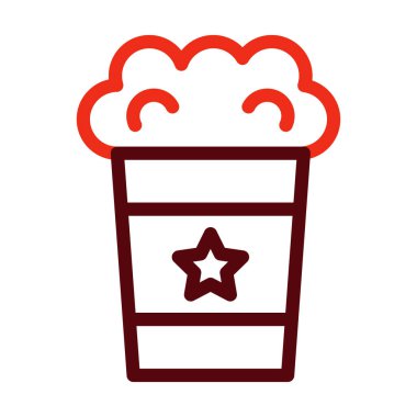 Kişisel ve ticari kullanım için Patlamış Mısır Vektör Kalın Çizgisi İki Renk Simgesi