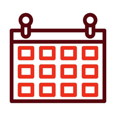 Kişisel ve Ticari Kullanım İçin Takvim Vektör Kalın Çizgisi İki Renk Simgesi