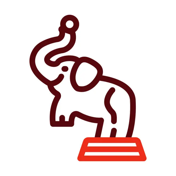 Elefante Vector Línea Gruesa Dos Iconos Color Para Uso Personal — Vector de stock
